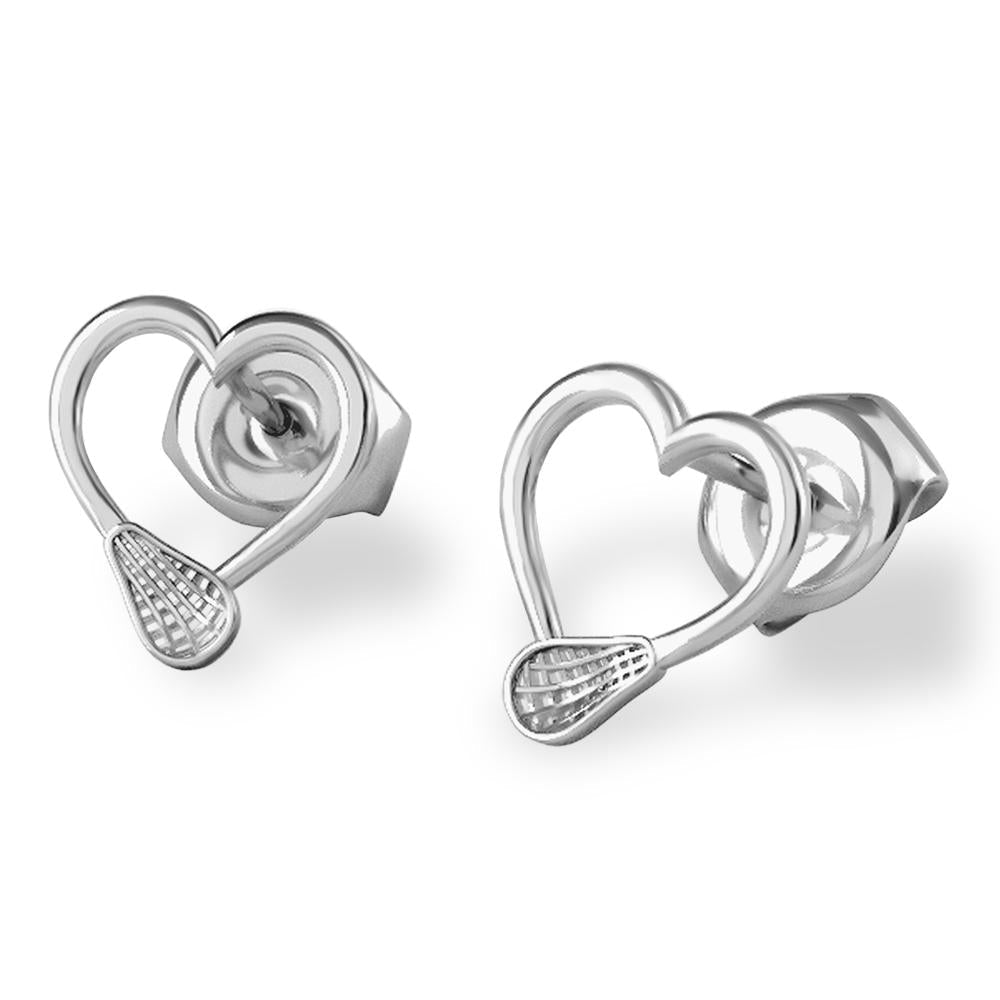 Lacrosse Stick Hearts Stud Earrings