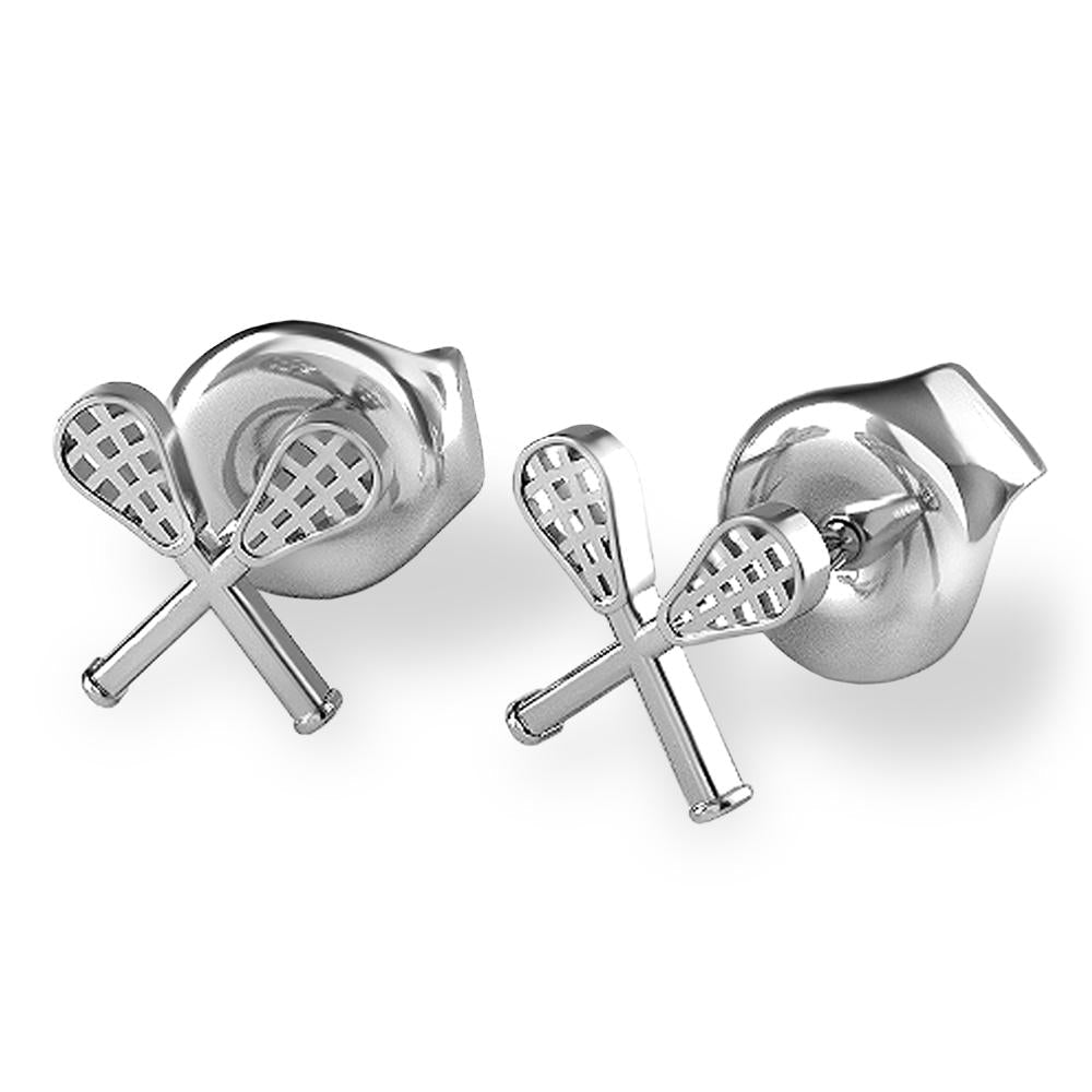 Lacrosse Crossed Sticks Stud Earrings